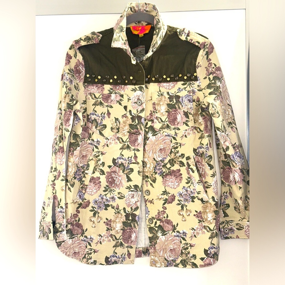 English Rose Floral‎ Women's Studded Jacket Size S